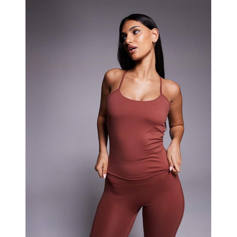4505 soft touch open back vest with inner bra in spice - ORANGE 112442949