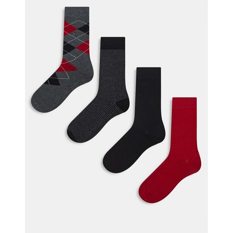 GANT 4-pack argyle and stripe socks in Grey