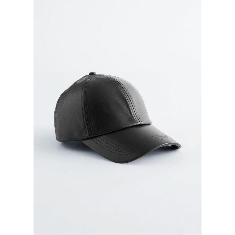 H&M - Kožená kšiltovka - černá 112521478