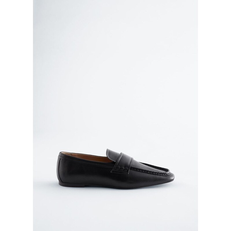 H&M - Kožené mokasínys hranatou špičkou - černá 112521636