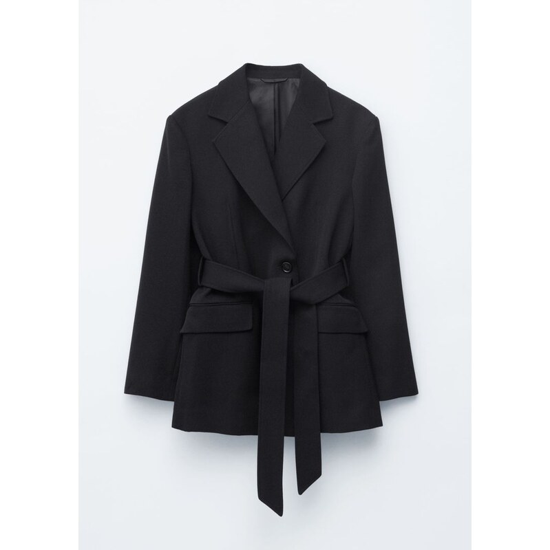 H&M - Vlněné sakos páskem - černá 112521649