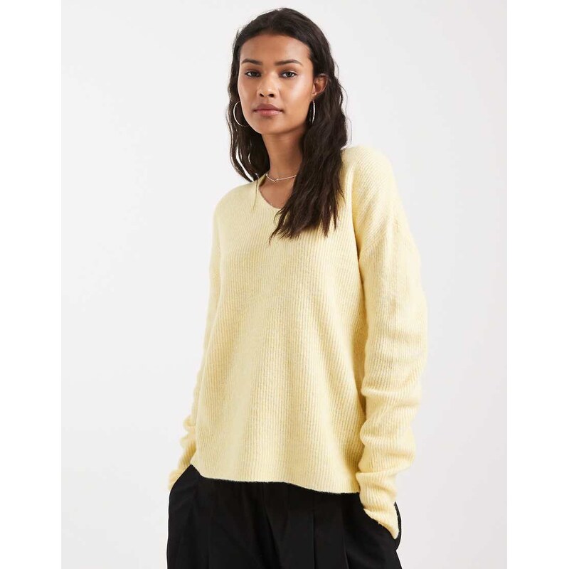 ONLY v neck slouchy jumper in light yellow