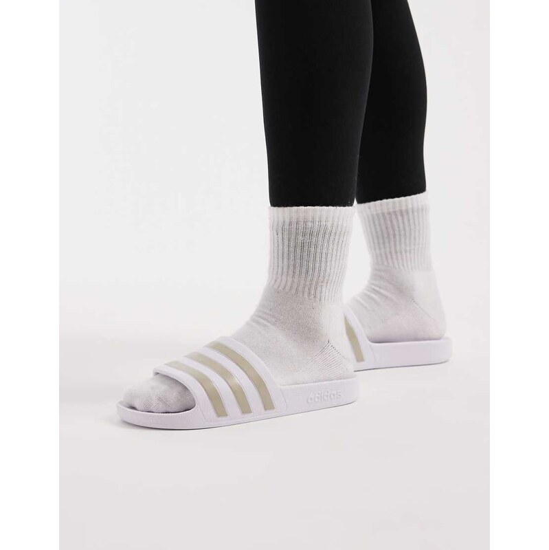 adidas performance adidas Training Adilette Aqua slides in white 112815713