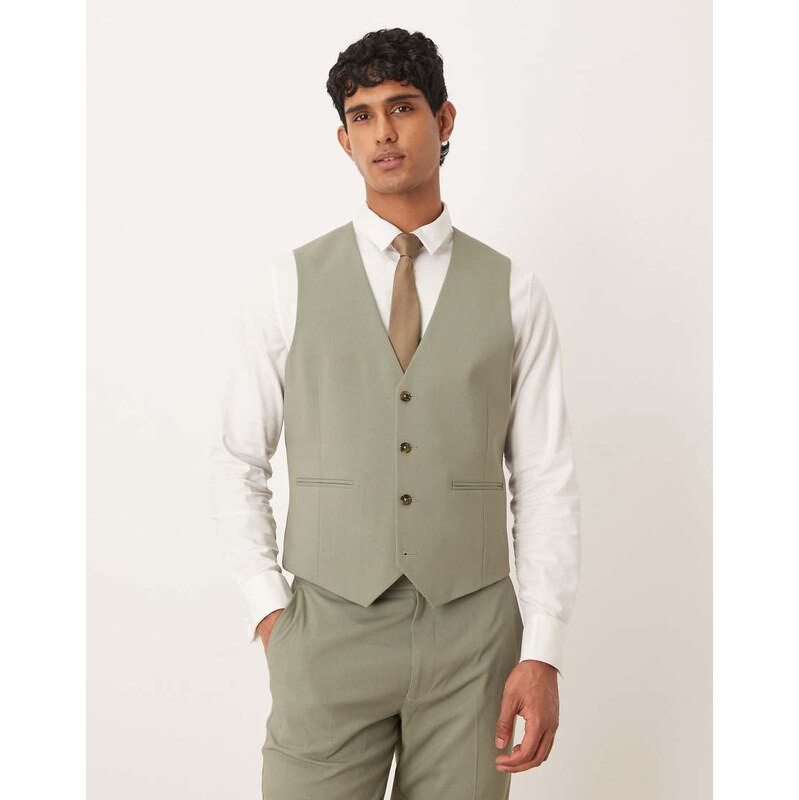 ASOS DESIGN slim suit waistcoat in sage-Green