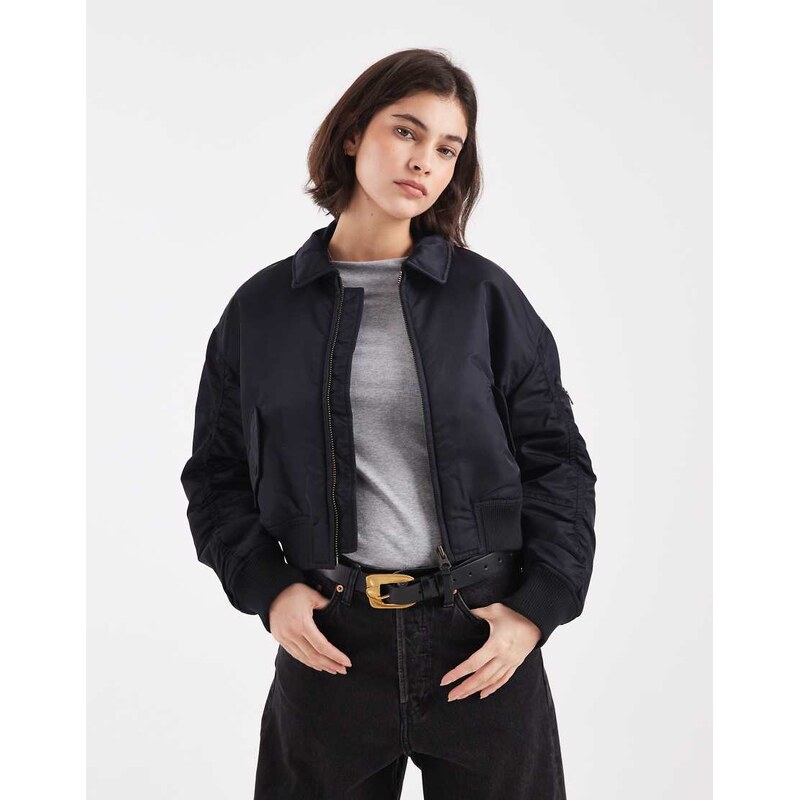 Levis nylon black ruched sleeve bomber in black 112547238