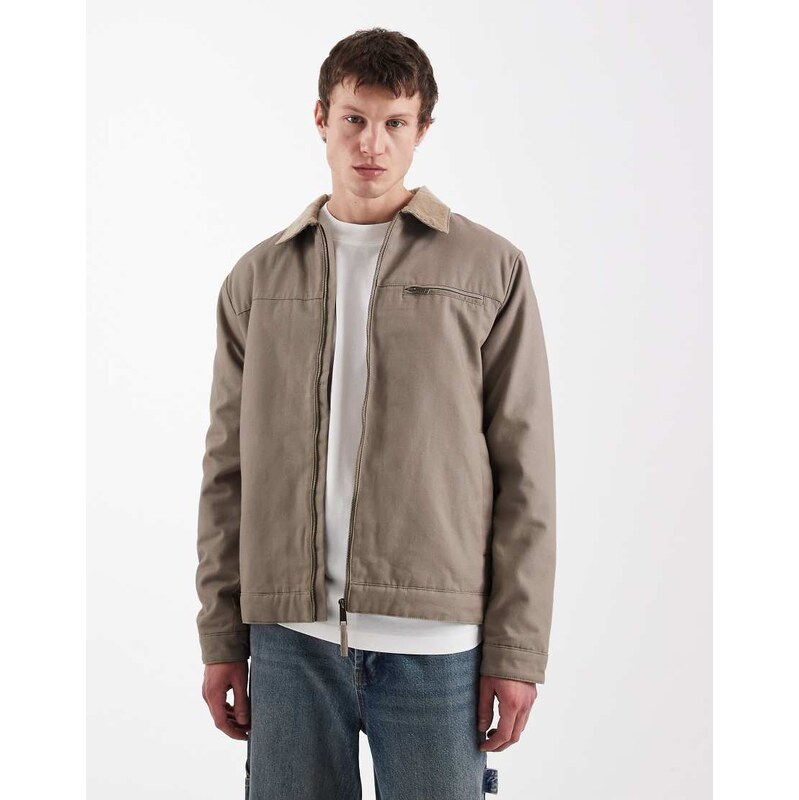 Threadbare zip front barn jacket with contrasting collar in