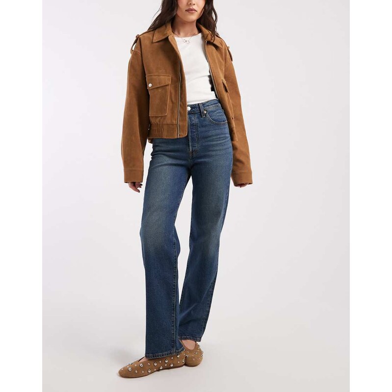 Levis ribcage straight ankle jeans in dark blue 112531290