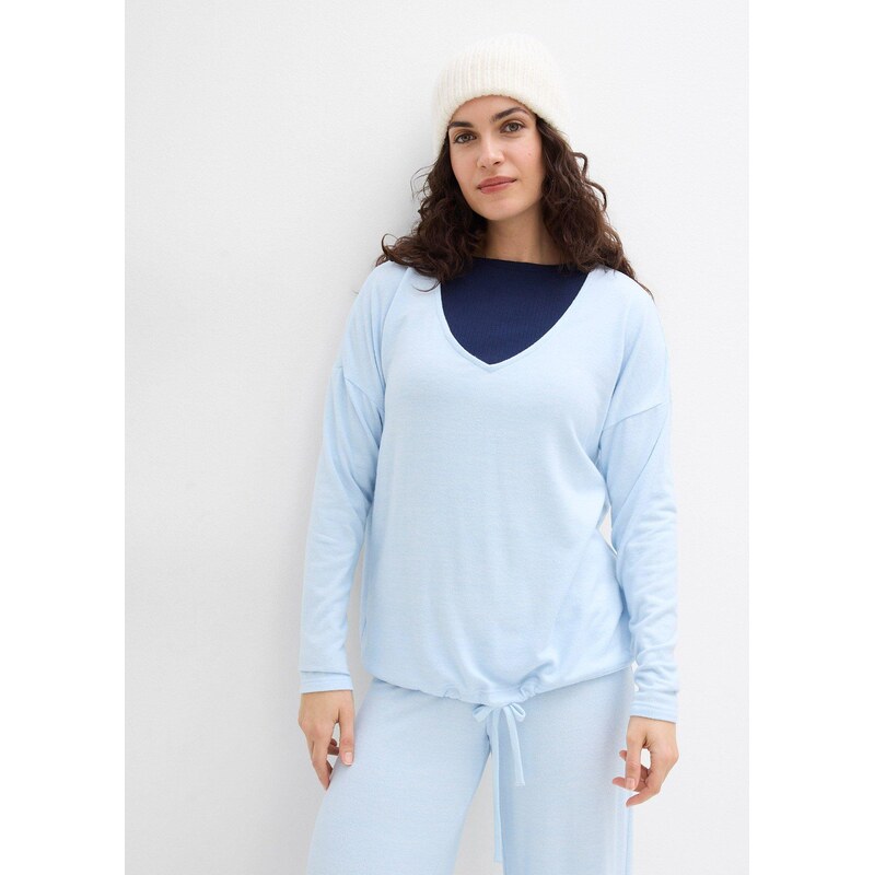 bonprix Oversized mikina s pleteným vzhledem modrá Žena