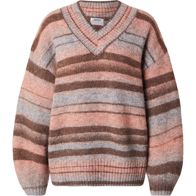 Monki Maxi svetr světlemodrá / čokoládová / pastelově oranžová 112529608