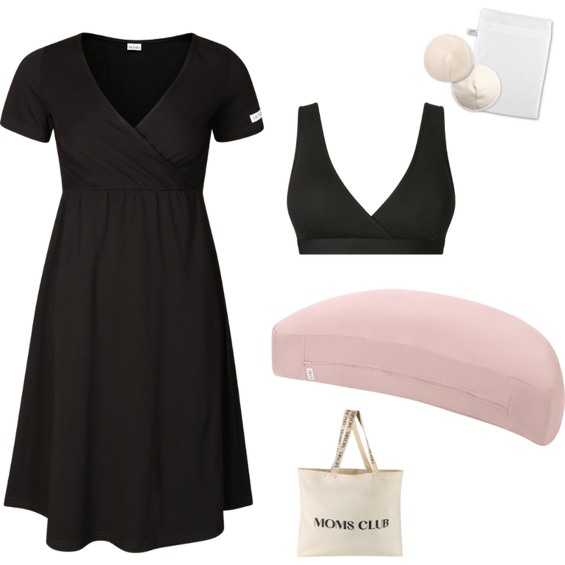 Moniel Sada pro pohodlné začátky kojení All black & Pastel růžová 112540199