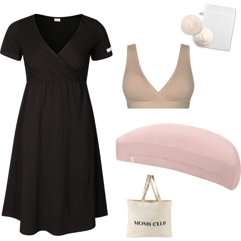Moniel Sada pro pohodlné začátky kojení All black & Pastel růžová s 112540235