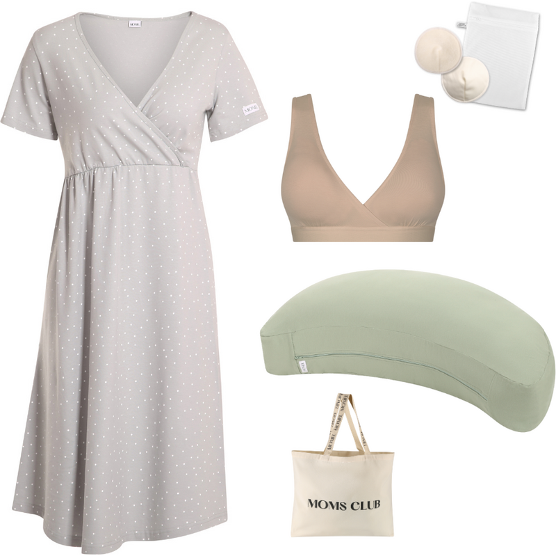 Moniel Sada pro pohodlné začátky kojení Dots šedá & Olive s 112540254