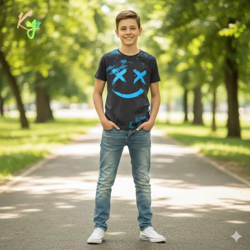 Chlapecké tričko krátký rukáv Kugo FC0379 černé, vel. 140