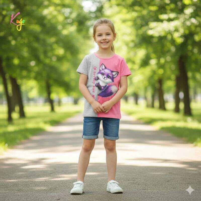 Dívčí tričko krátký rukáv Kugo DC9406 světle růžové, vel. 98
