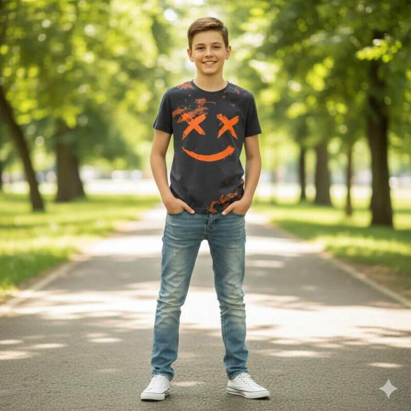 Chlapecké tričko krátký rukáv Kugo FC0379 tmavě šedé, vel. 134