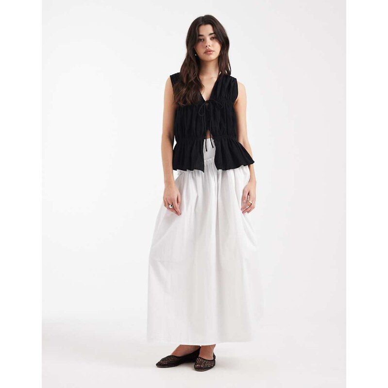 ASOS DESIGN asymmetric dropped waist maxi skirt in white