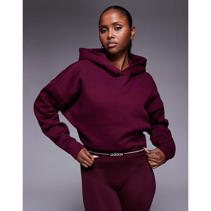 adidas performance adidas Training Hyperglam linear hoodie in burgundy 112543939