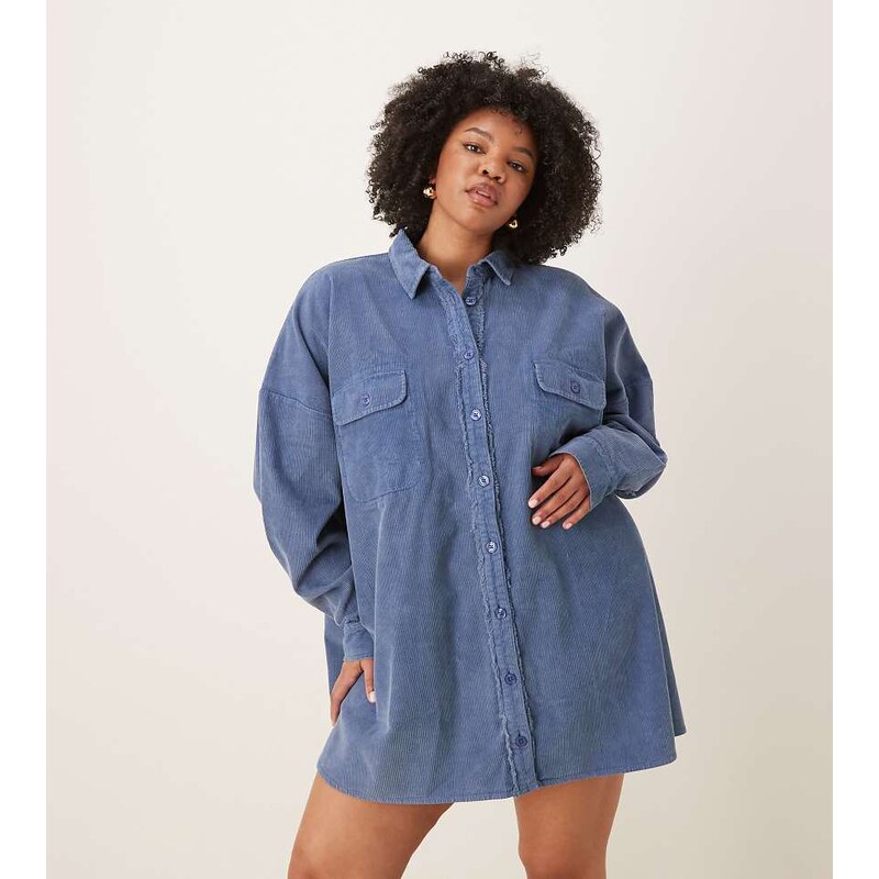 ASOS Curve ASOS DESIGN Curve oversized shirt dress with pockets in 112543945