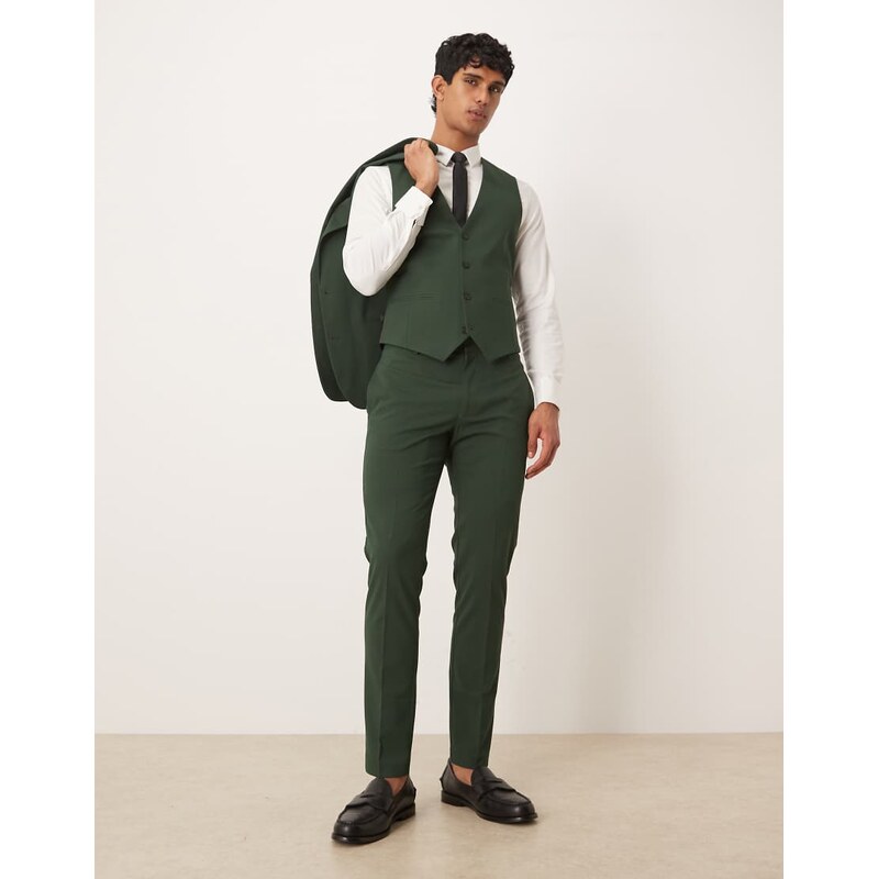 ASOS DESIGN skinny suit trouser in dark green