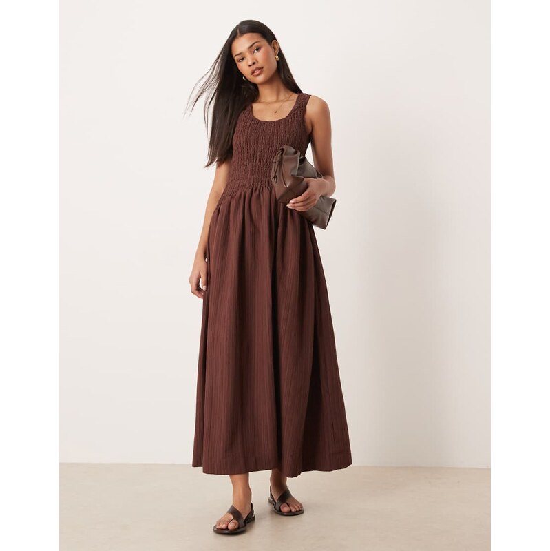 ASOS DESIGN crinkle scoop neck maxi sundress with shirred waist