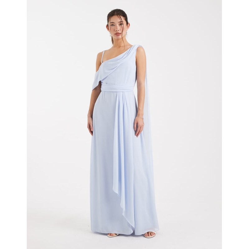 TFNC Bridesmaid chiffon fallen shoulder maxi dress with wrap skirt in 115132006