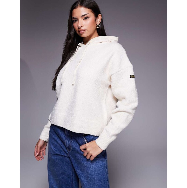 Barbour International katya knitted hoodie in cloud-White 112544001
