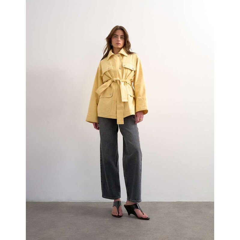 Topshop Tosphop Cinch low rise relaxed jean in pretty grey