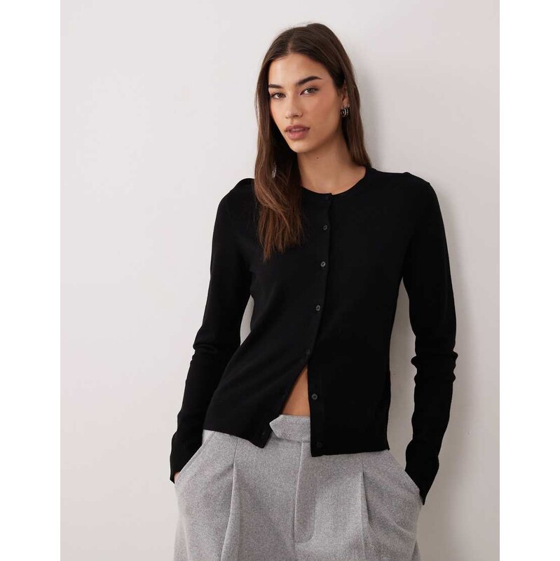 JJXX crew neck knit cardigan in black