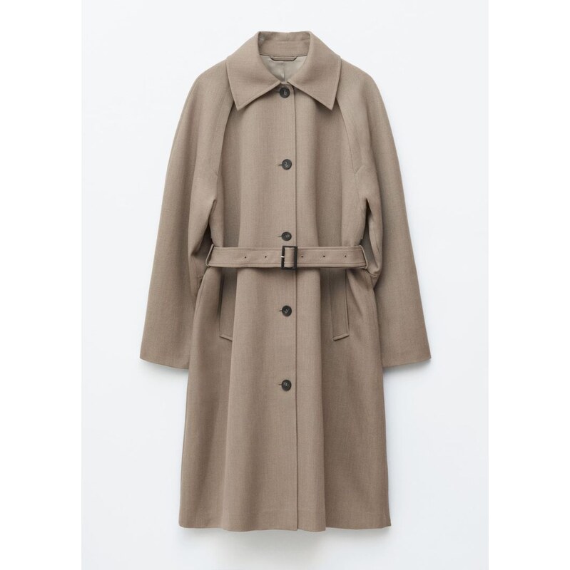 H&M - Vlněný trenčkots páskem - béžová 112544571