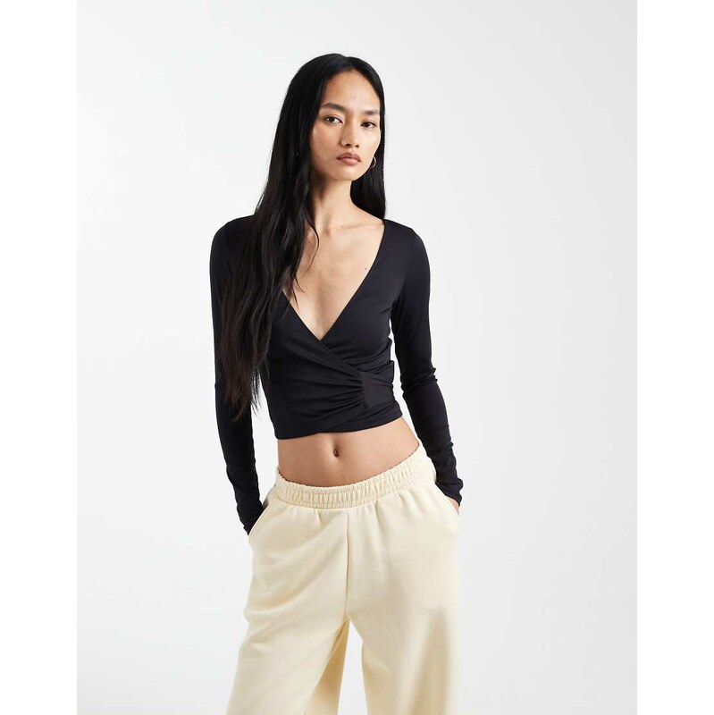 Cotton On active wrap top in black