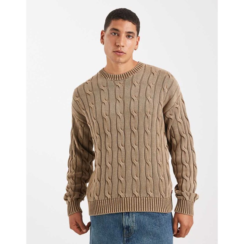 Levis cable knit jumper in washed brown