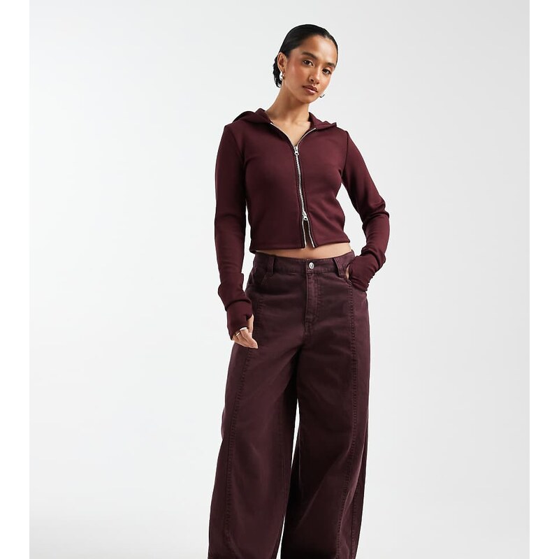 ASOS Petite ASOS DESIGN Petite barrel trousers in washed effect in 115517143