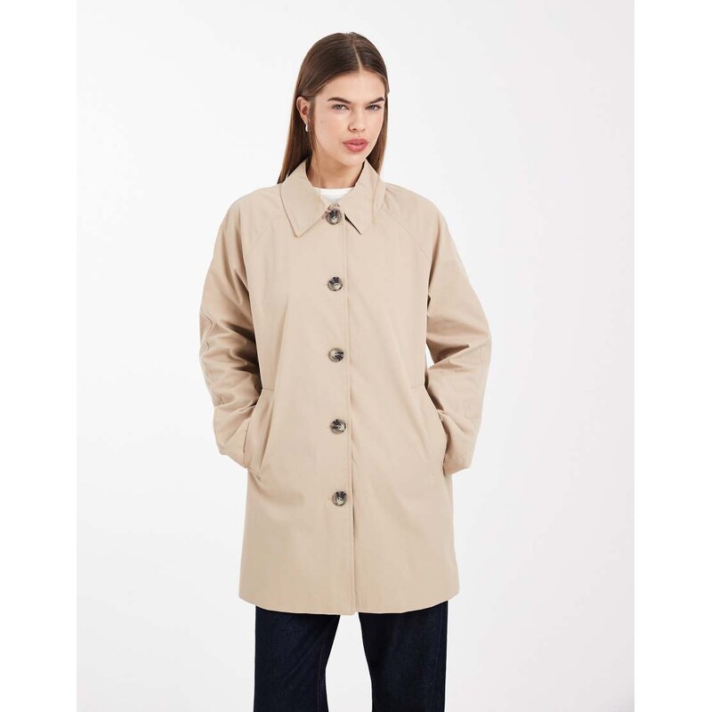 ONLY clean mac jacket with check sleeve in beige-Neutral