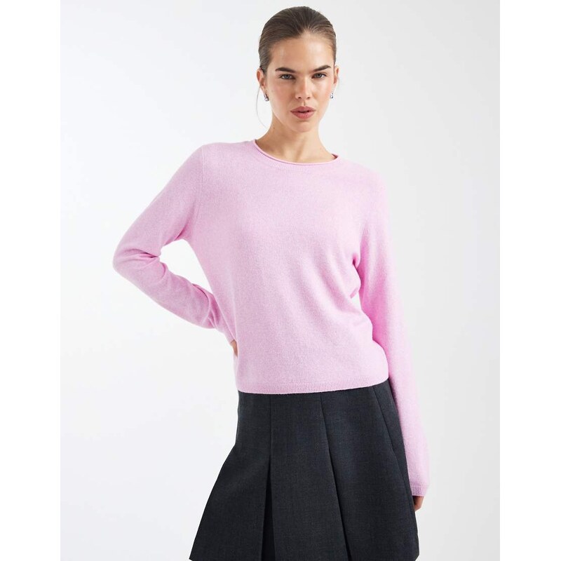 ONLY round neck knitted top in pink