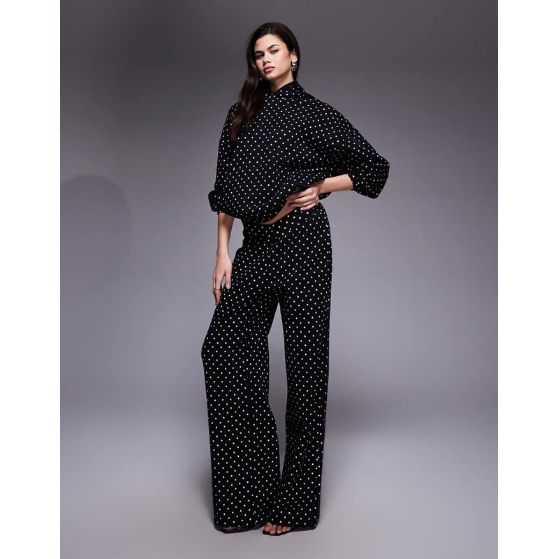 AFRM Dustin v waist wide leg tracksuit bottoms co-ord in black