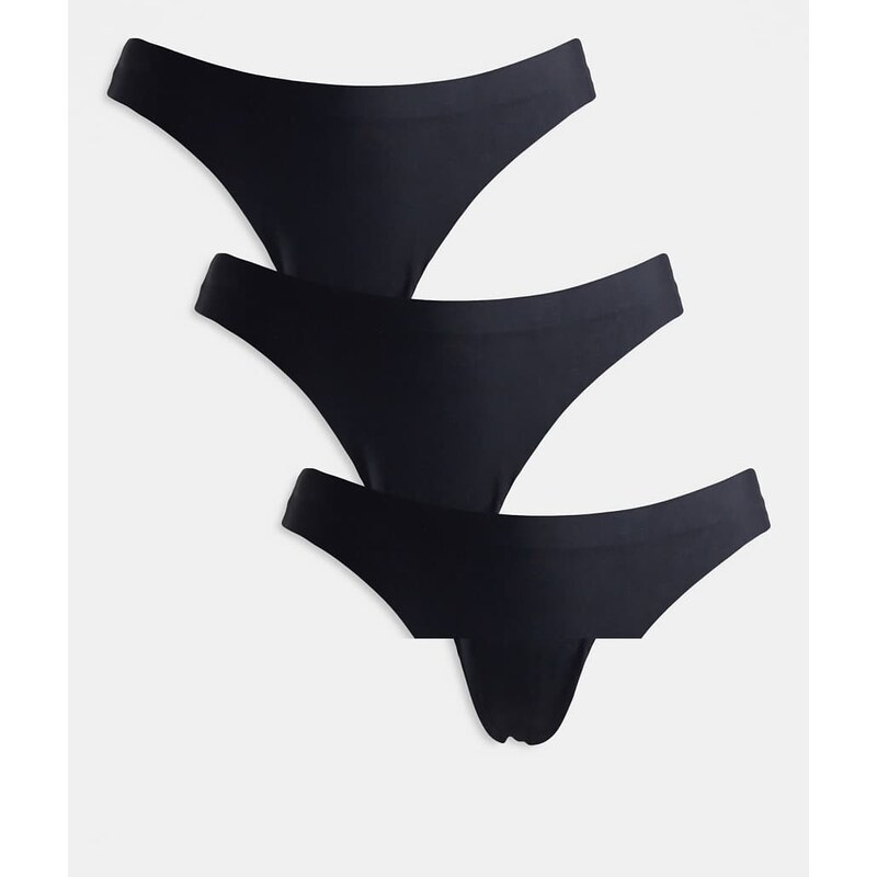 ONLY 3 pack seamless thong in black 112547300