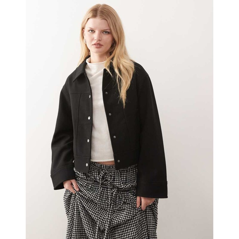 Noisy May brushed jacket with panel detail in black 112547306