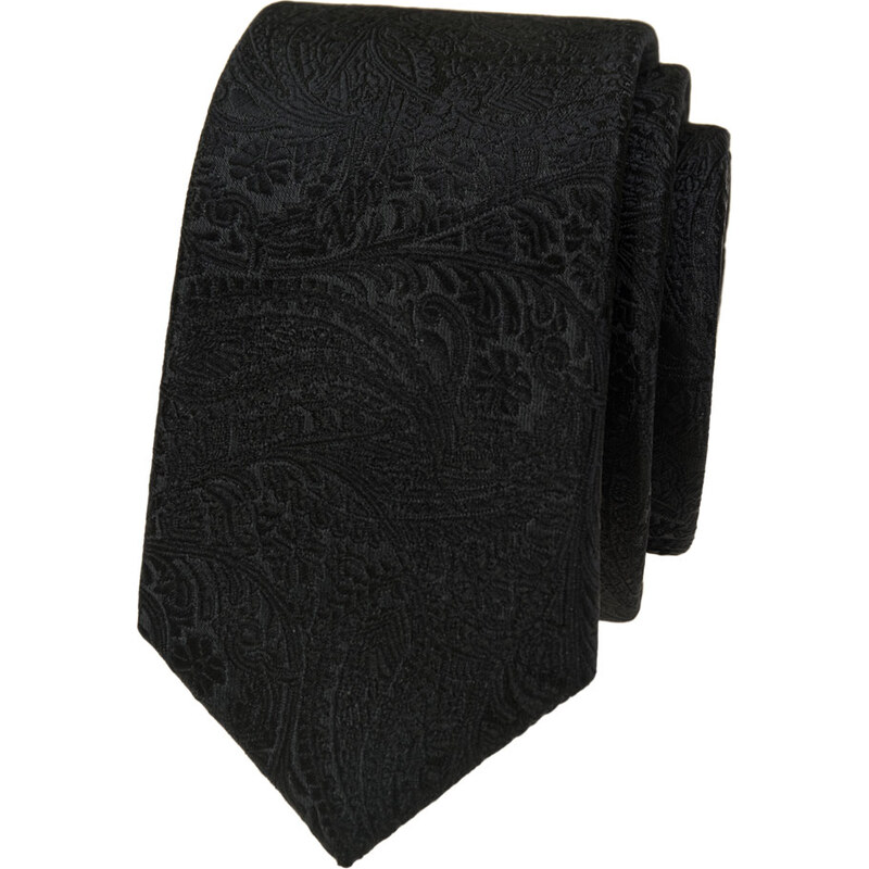Avantgard černá luxusní pánská slim kravata se vzorem paisley
