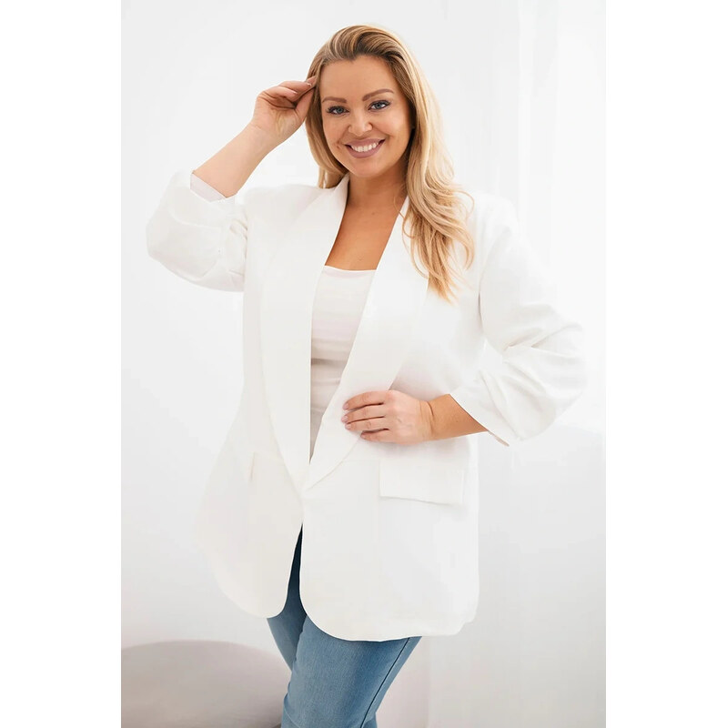 K-Fashion Dámská sako Plus Size elegantní ecru