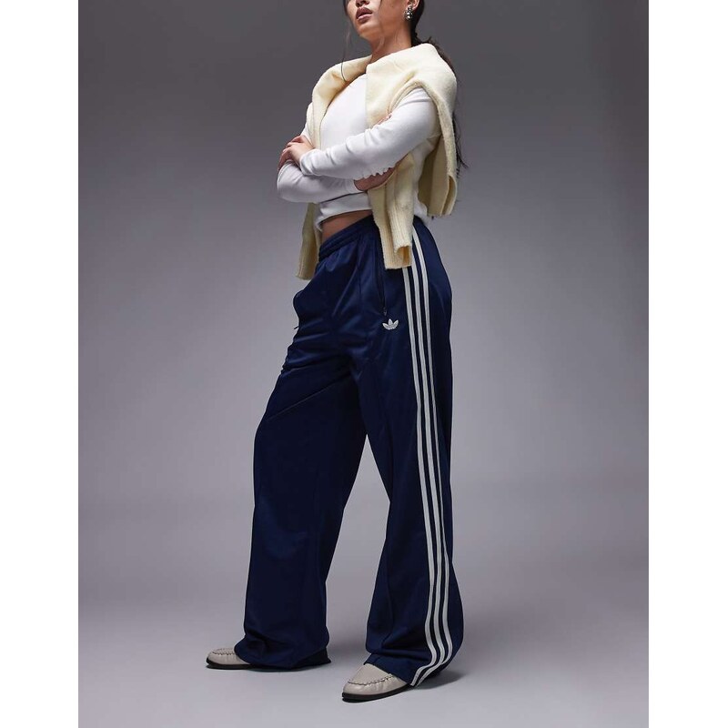 adidas Originals Firebird loose track pants in navy and white