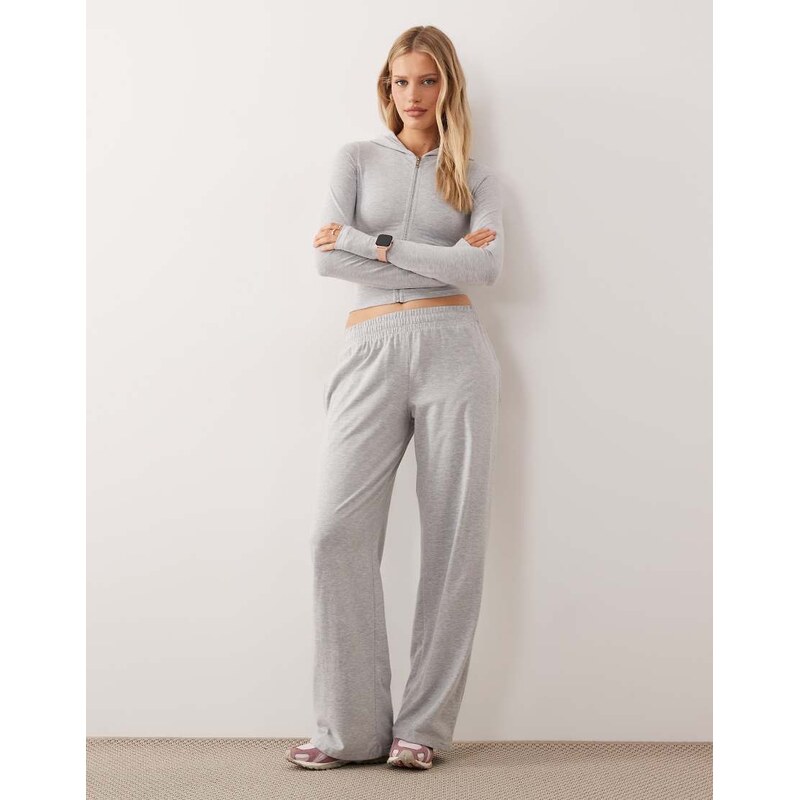 Kaiia cotton rich soft touch wide leg jogger co-ord in light