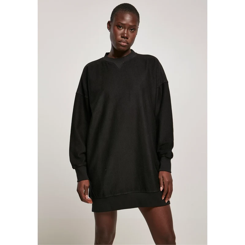 Urban Classics Dámské oversize mikinové šaty černé