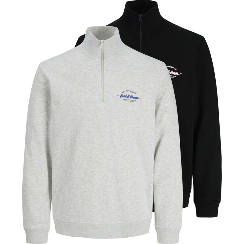 JACK & JONES Mikina JJBRANDON modrá / šedý melír / černá / bílá