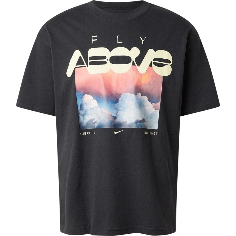 Nike Sportswear Tričko 'FLY ABOVE' nebeská modř / pastelově žlutá / růžová / černá