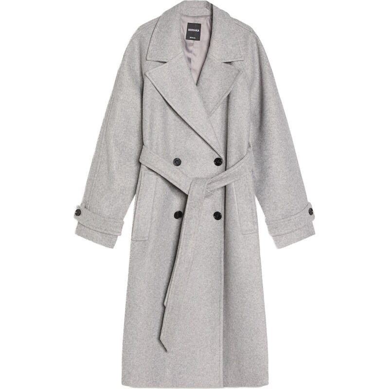 Bershka Přechodný kabát šedý melír