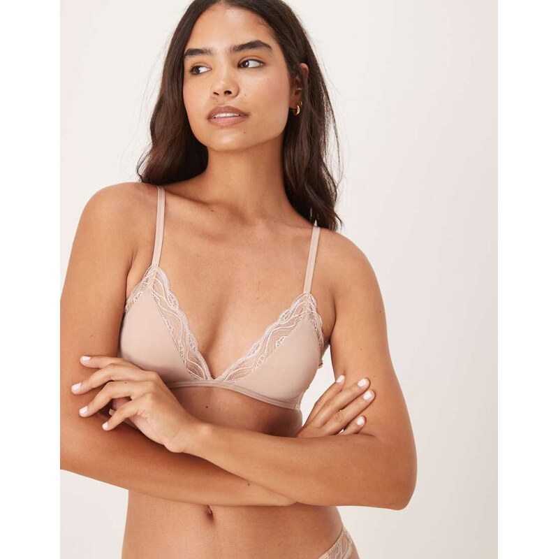 Calvin Klein Sensual Stretch unlined triangle lace bra in beige 112554931