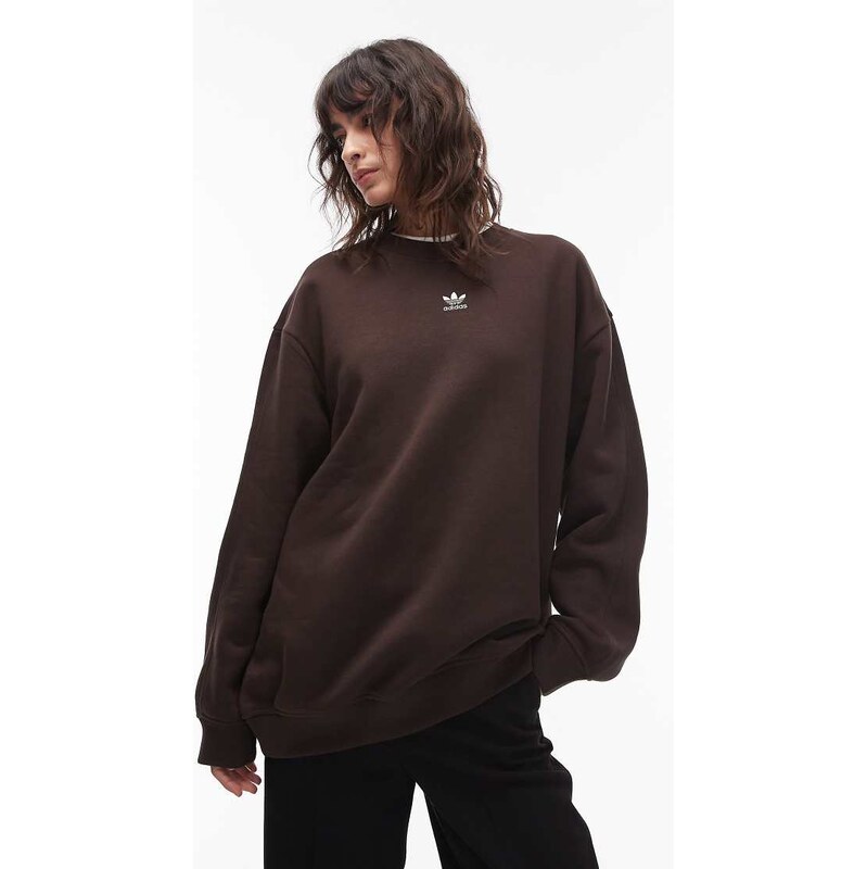 adidas Originals essentials crew neck sweatshirt in brown