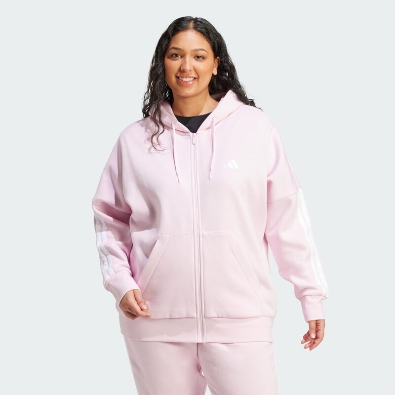 Adidas Flísová mikina na zip Essentials se 3 proužky (velikost