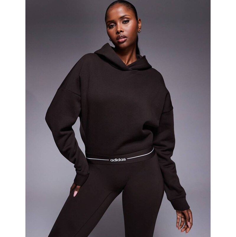 adidas performance adidas Training Hyperglam linear hoodie in coffee 113500199