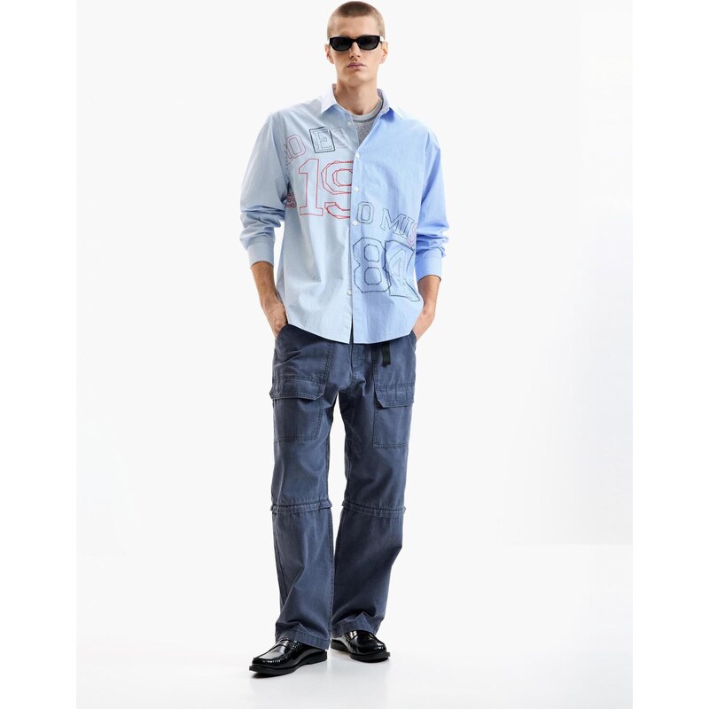 Desigual Košile azurová / nebeská modř / červená / bílá